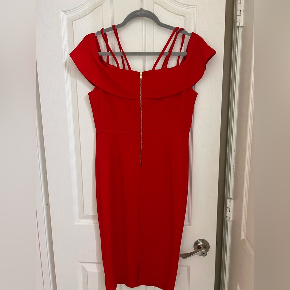 Haute Monde Vibrant Sexy Red Midi Dress - Picture 6 of 7